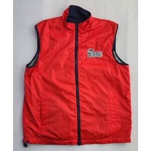 New England Patriots Vest Mens Medium Red Grey NFL Zip Up Reversible Fleece